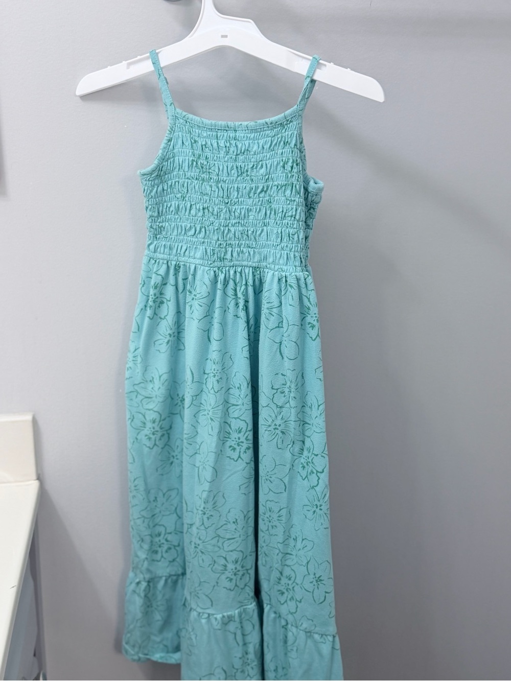Cat & Jack Teal Floral Smocked Maxi Dress